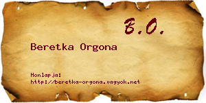 Beretka Orgona névjegykártya